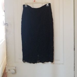 Midi black lace skirt